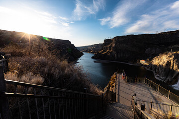 Twin Falls, Idaho, USA, March 17, 2023 Snake River Canyon in the afternoon