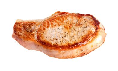 Delicious fried steak on a white background