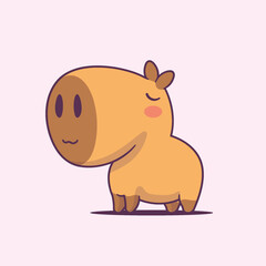 Cute capybara kawaii cartoon character vector illustration
