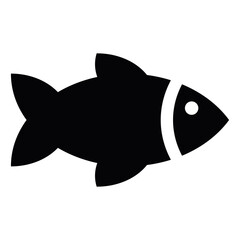 Simple black color fish symbol on white background