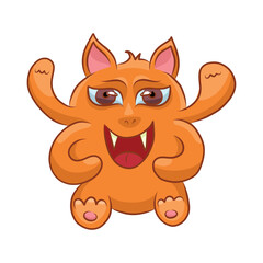 Unusual cute monster. Fictional quirky character.