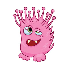 Naklejka premium Unusual cute monster. Fictional quirky character.