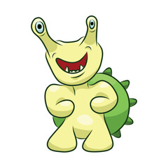 Unusual cute monster. Fictional quirky character.