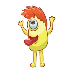 Unusual cute monster. Fictional quirky character.