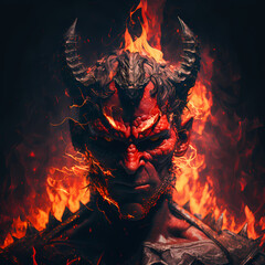 Devil On Fire. Generative AI - obrazy, fototapety, plakaty