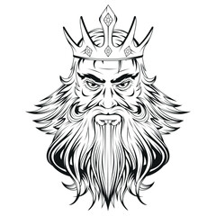 Obraz premium Poseidon. Vector Neptune Illustration. Sketch of the Greek god of the sea