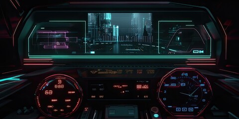 Obraz premium Futuristic scifi hud panel control. Generative AI