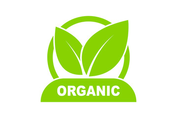 Organic label. Label, sticker or seal icon for products and websites. 100% Organic vector logo design. Premium quality, healthy food natural products.