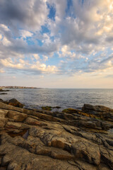 seascape with gorgeous sky in morning light. vacation season background. calm summer weather