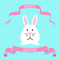 Vector happy Easter festive background - creative design. Decorative cartoon print with bunny. Holiday greeting card, poster, brochure, cover, template