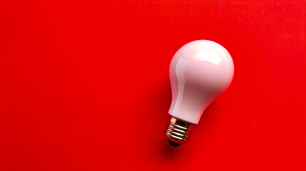 red light bulb isolated on a bright yellow background ai generative