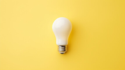 Glowing light bulb isolated on a bright yellow background ai generative