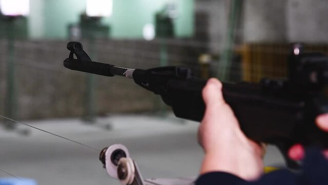 Air rifle shooting training at the shooting range