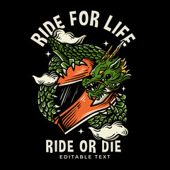 dragon illustration with motorcycle helmet