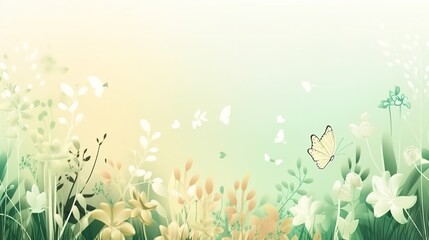 spring themed background illustration with empty copyspace, generative AI