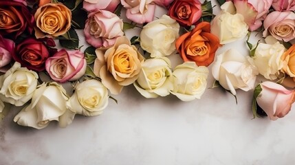 roses background with empty copyspace, generative AI