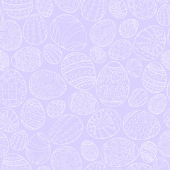 Vector simple seamless Easter eggs pattern - hand drawn design. Holiday repeatable minimalistic background. Violet textile print