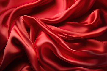 Fototapeta premium Close-up texture of natural red or pink fabric or cloth in same color. Fabric texture of natural cotton, silk or wool, or linen textile material. Red canvas. Generative Ai.