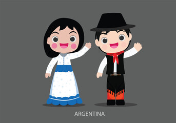 Obraz na płótnie Canvas Argentina in national dress vector illustrationa