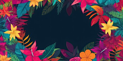 Colorful Tropical floral background Generative AI art