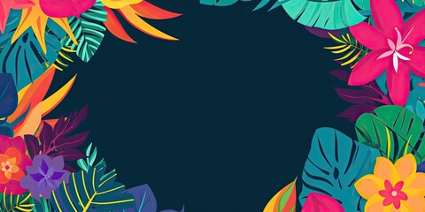 Fototapeta na wymiar Colorful tropical floral background Generative AI Art