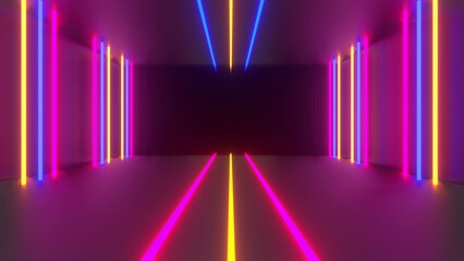 Abstract Laser Block Tunnel Background 3d render