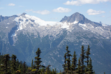 Skagway Town Snowy Mountains In Summer