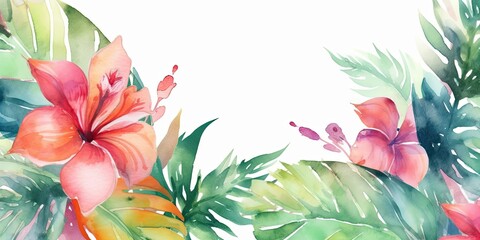 Tropical floral background Generative AI art