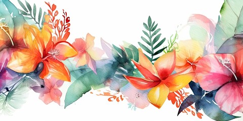 Tropical floral background Generative AI art