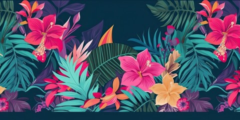 Tropical floral background Generative AI art