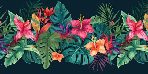 Fototapeten Tropical floral background Generative AI art © meredith blaché 