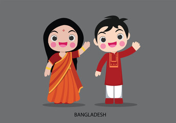 Bangladesh in national dress vector illustrationa