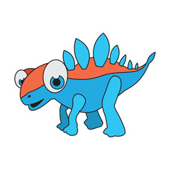 Vector illustration of cartoon dinosaur. Cute ancient animal character.