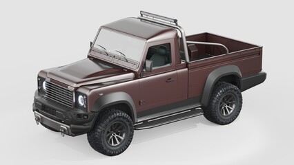 3D rendering of a brand-less generic pickup truck in studio environment	
