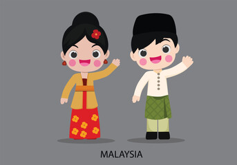 Malaysia in national dress vector illustrationa