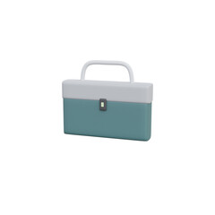 Briefcase in 3d style on a white background. render.