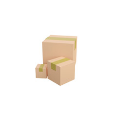 cardboard box on white background.3D render.