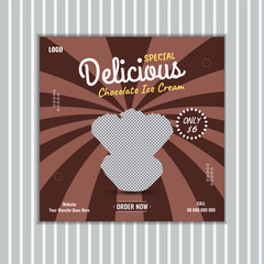 Special Delicious Ice Cream Social Media And Instagram Post Design Template 