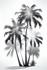 Silhouettes of palm trees on a white background. Abstract illustration.
