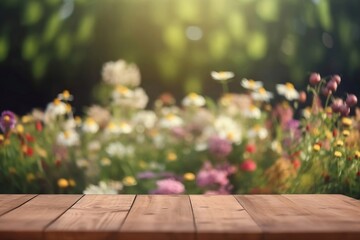 Copy Space or Product Display on Empty Wooden Table with Soft Blurred Background