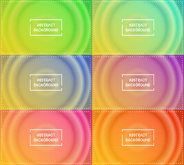 six sets of yellow circle radial abstract background. simple, modern and colorful. green, blue, purple, pink and red. use for landing page, background, backdrop, wallpaper, banner, copy space or cover