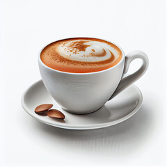 A cup with cappuccino white background