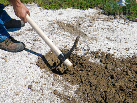 Accumulation of salts on agricultural land
