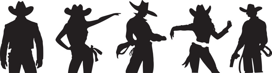 Silhouette of girls and guys dancing at the country music festival. Cowboys and cowgirls in hat, waist-length portrait