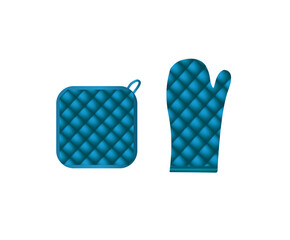 Blue oven mitt and pot holder. vector