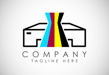 Digital printing logo design template. Logo for print shop polygraph and print factory. Vector illustration.