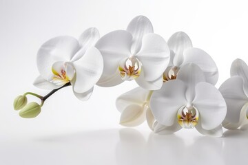 Naklejka na ściany i meble white orchid flowers isolated on a white background Generative AI