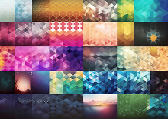Colorful background and wallpaper set with interesting shapes and shapes.Pack set of colorful backgrounds for business card or flyer. AI generated illustration.