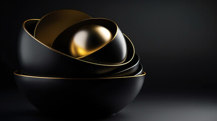 Abstract black gold minimal modern background. Generative Ai