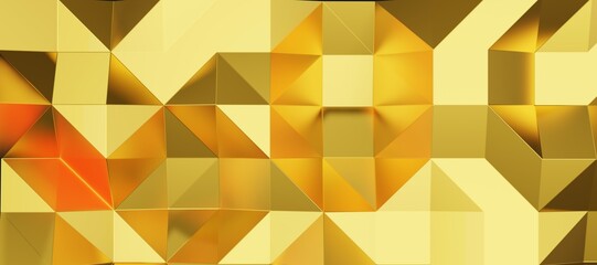Abstract. Geometric polygon gold background. 3d render.